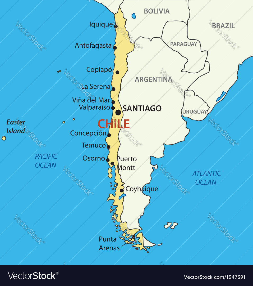 Puerto Toro Chile Map Republic Of Chile - Map Royalty Free Vector Image