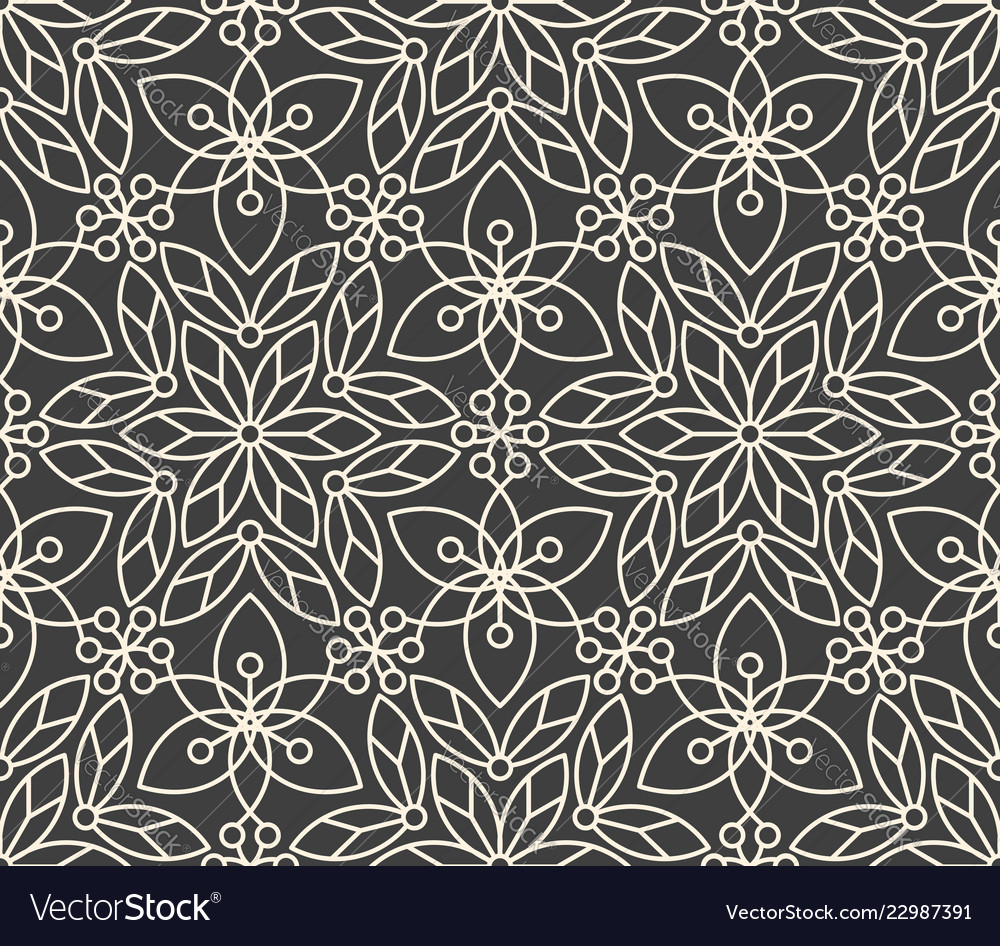 Seamless linear minimalistic flower pattern