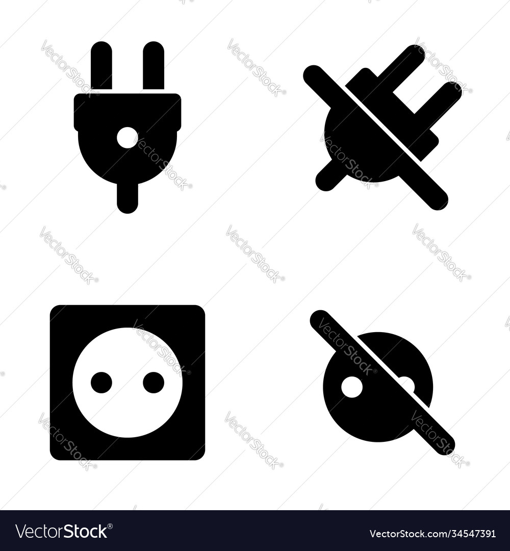 Set icons on a theme power socket vector image Set icons on a theme power socket