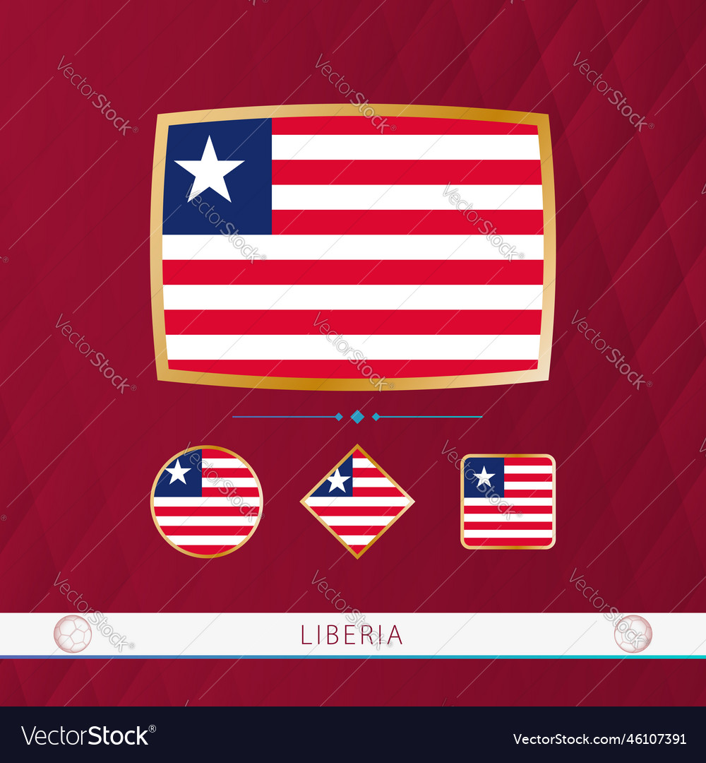 Set of liberia flags with gold frame for use