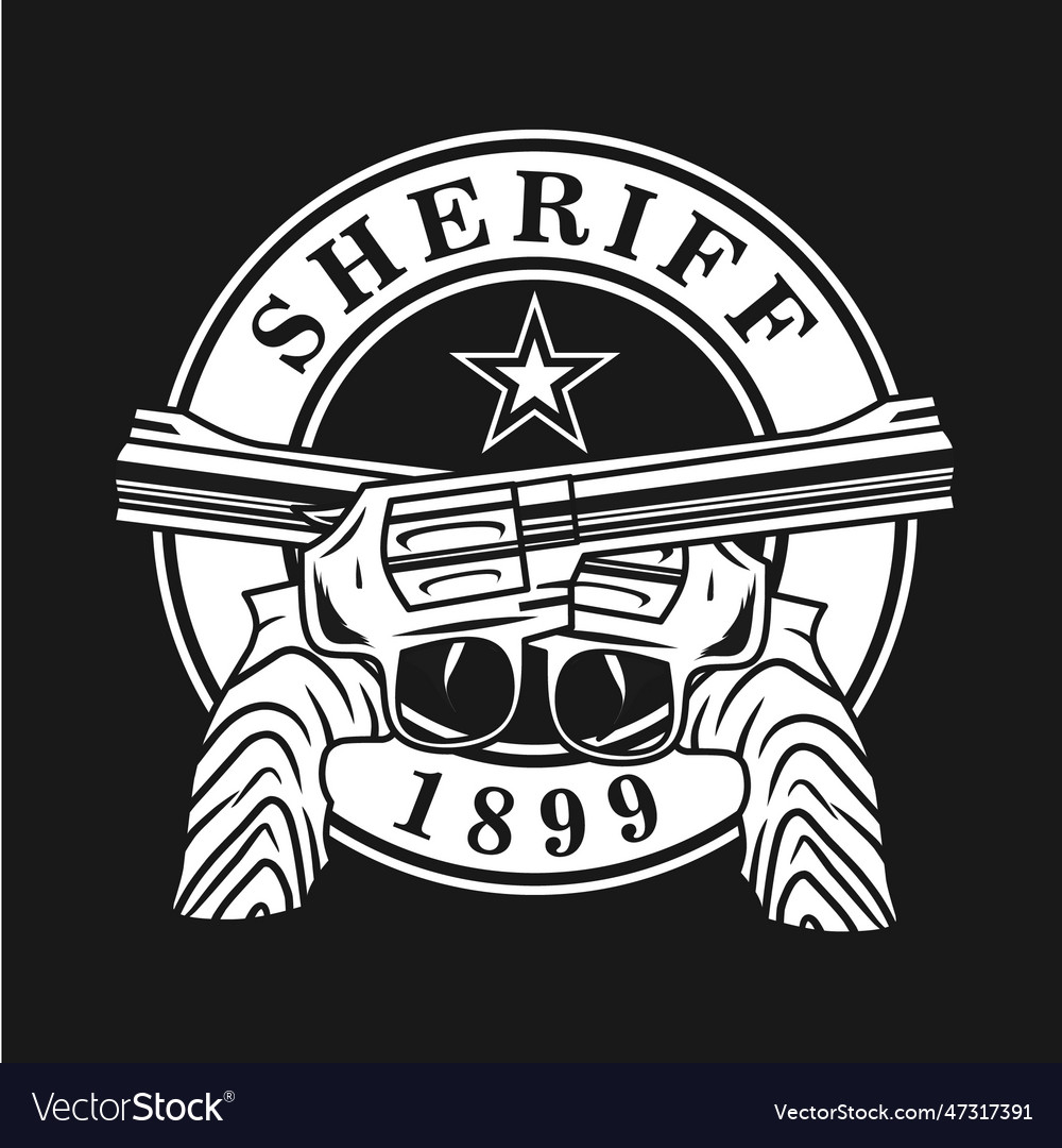 Sheriff handgun logo Royalty Free Vector Image