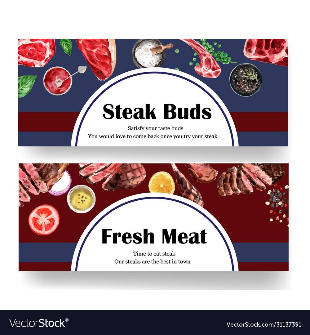 Steak banner design with various types meat