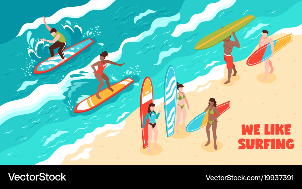Surfing horizontal Royalty Free Vector Image - VectorStock