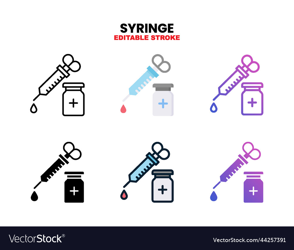 Syringe icon set with different styles vector image Syringe icon set with different styles