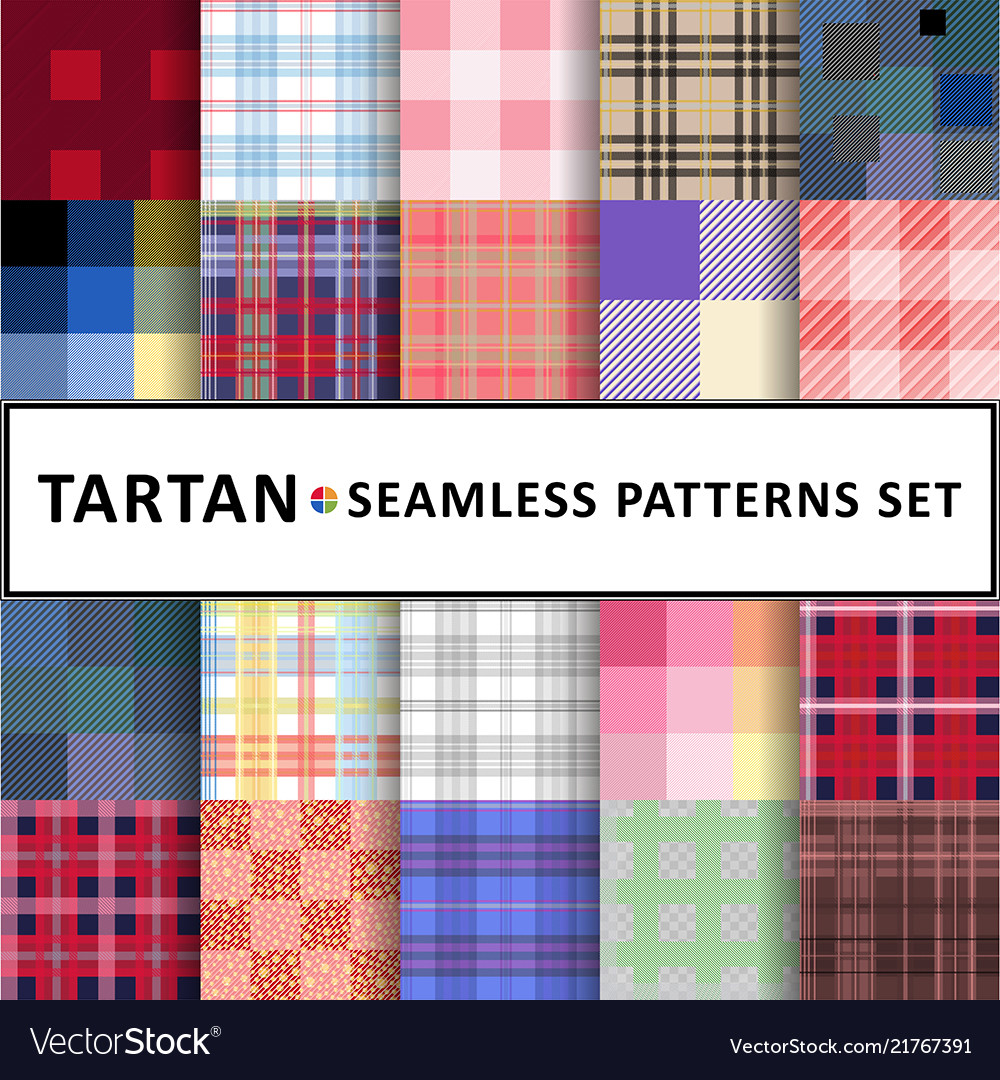 Tartan seamless pattern background set Vector Image Tartan seamless pattern background set