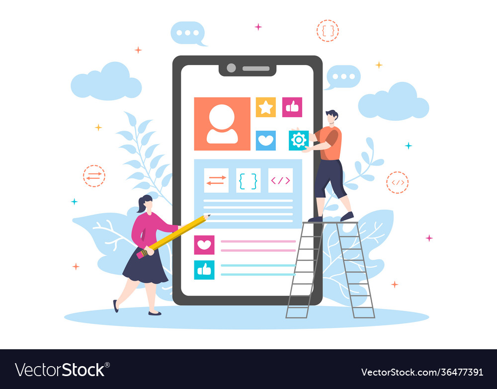 Web-Entwicklung Wohnung für Webseiten-Programmierung vector image Web-Entwicklung Wohnung für Webseiten-Programmierung