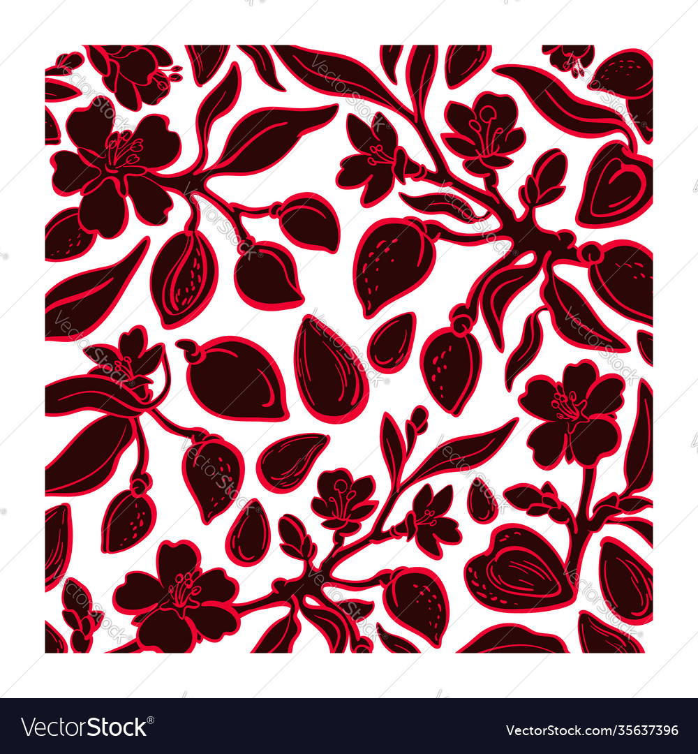 Almond background bio pattern organic nut Vector Image
