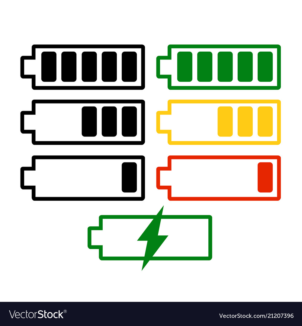 Battery charge level set isolated Royalty Free Vector Image