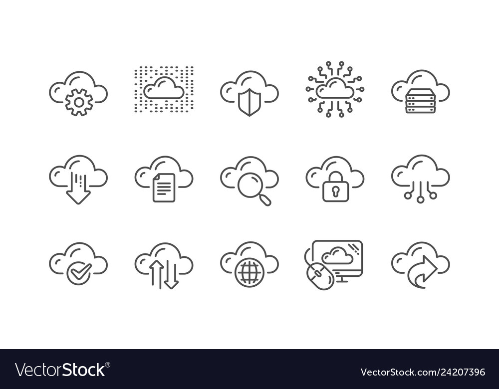 Computer cloud icons hosting computing data