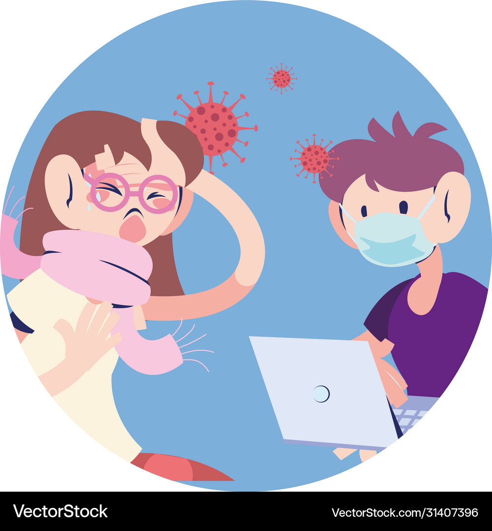 Doctor with mask treating sick coronavirus Vector Image