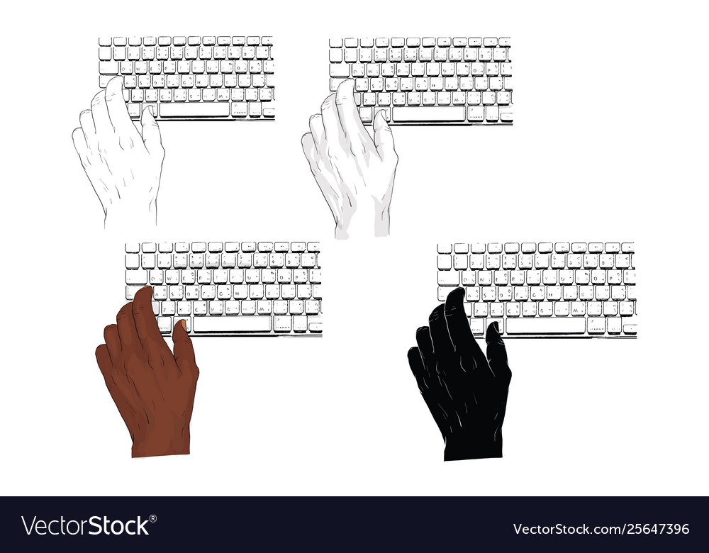 Hand typing computer keyboard