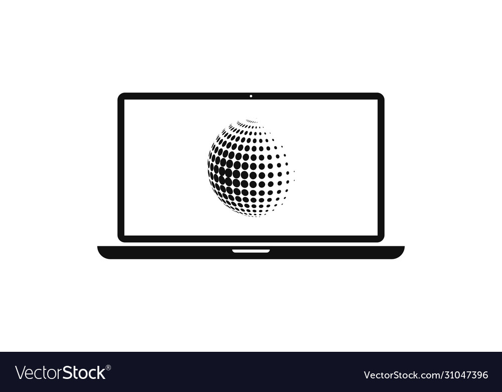 Laptop or computer with dlobe on display Vector Image Laptop or computer with dlobe on display