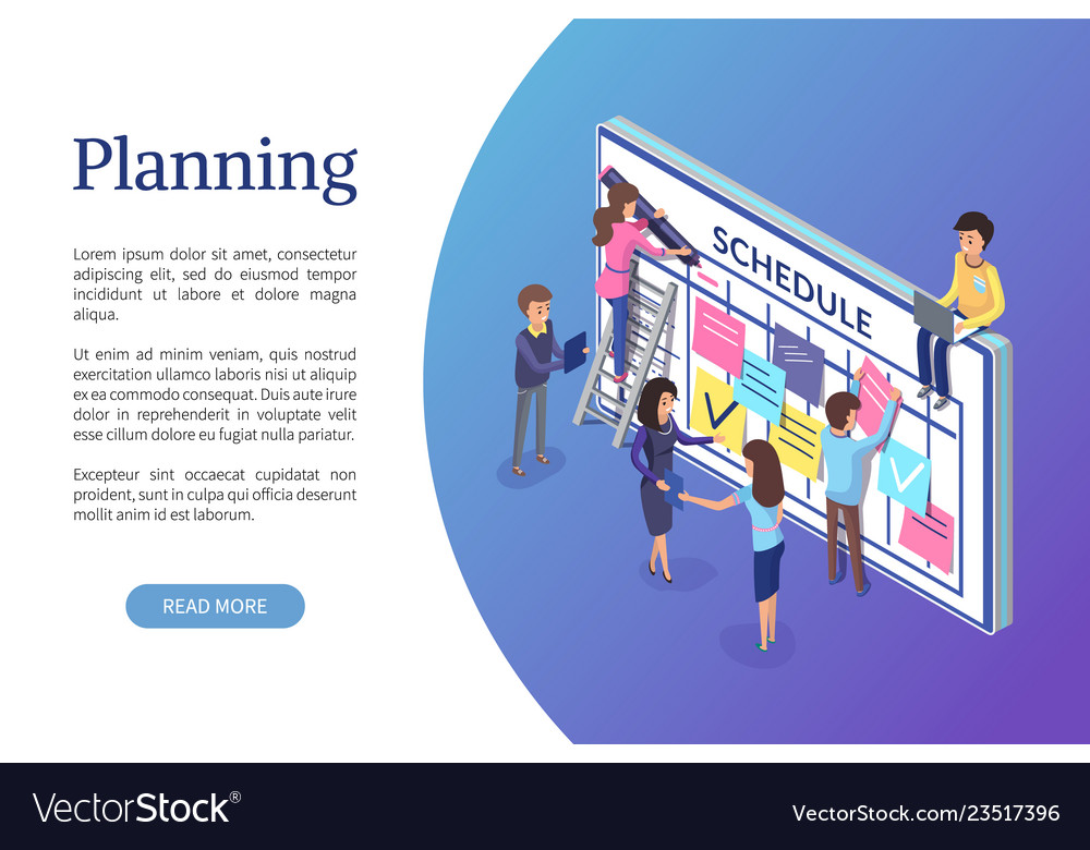 Planning business strategy web page with text vector image Planning business strategy web page with text