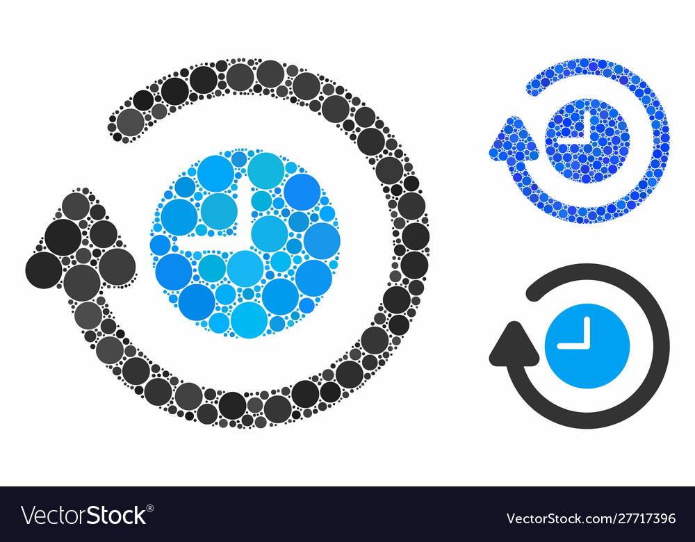 Repeat clock composition icon spheric items vector image Repeat clock composition icon spheric items