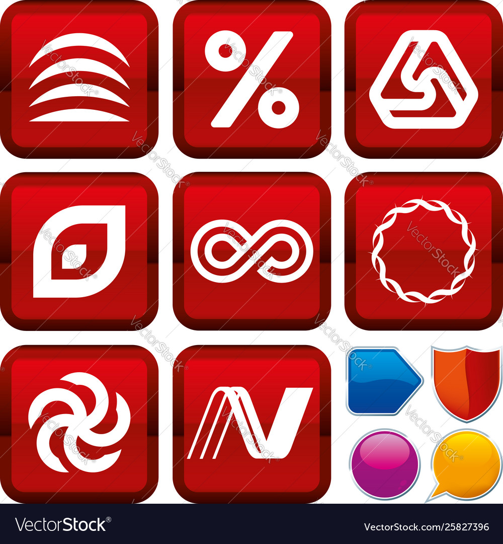 Set geometry icons on square buttons geometric