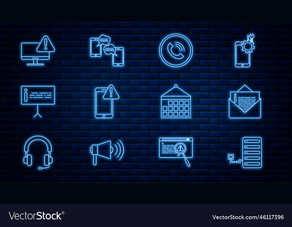 Set line server envelope phone call mobile vector image Set line server envelope phone call mobile