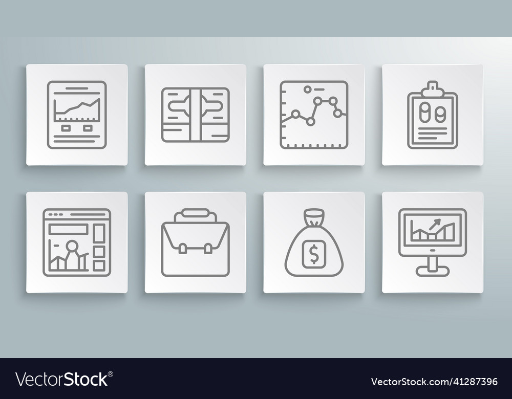 Set line website with growth graph stacks paper Vector Image Set line website with growth graph stacks paper