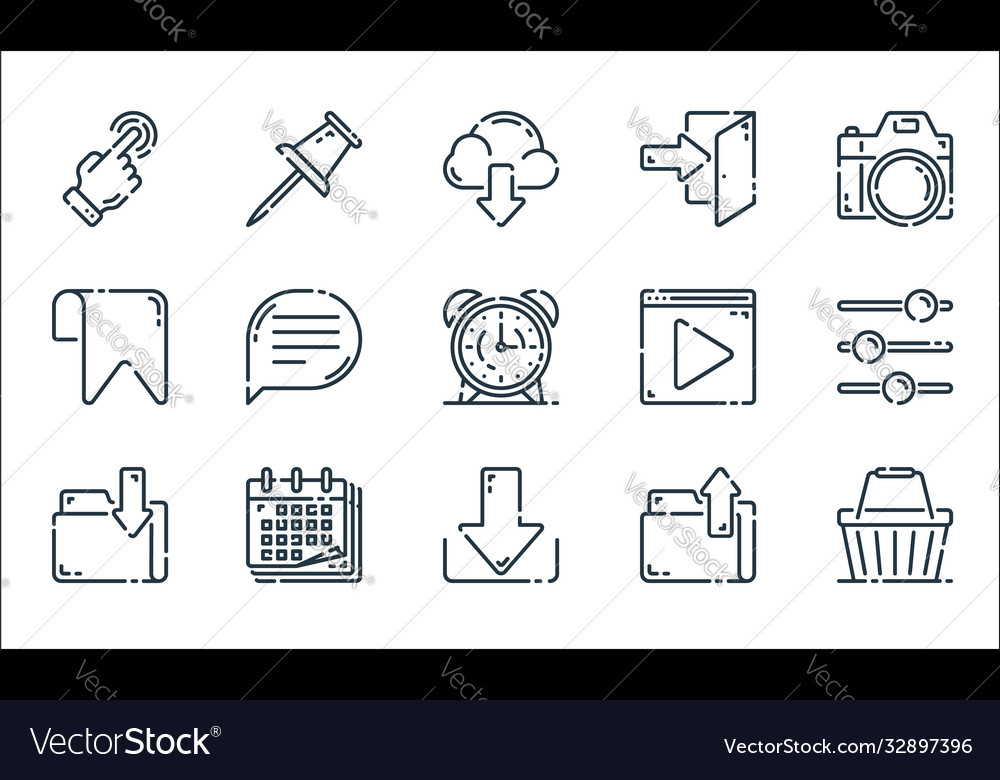 User interface line icons linear set quality vector image User interface line icons linear set quality
