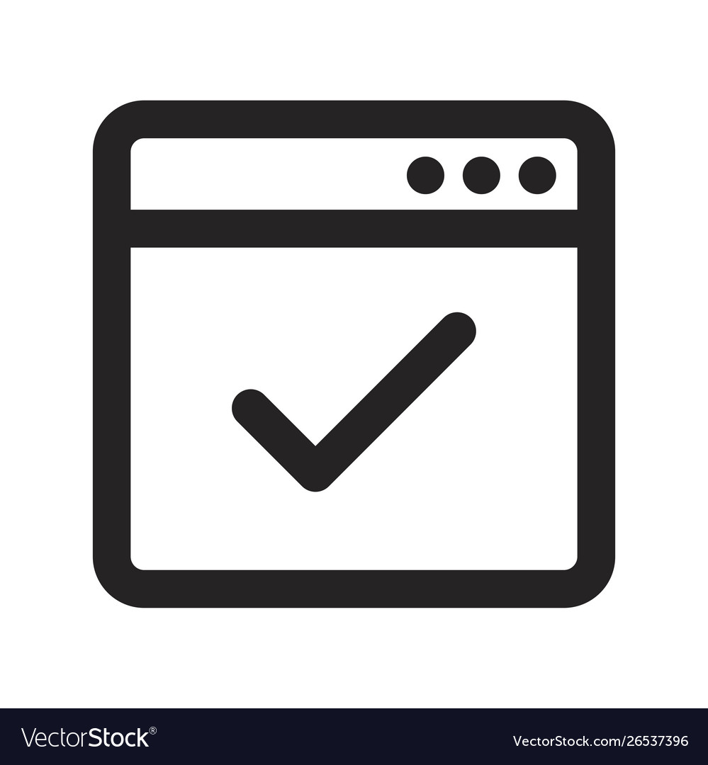 Web browser approve icon vector image Web browser approve icon