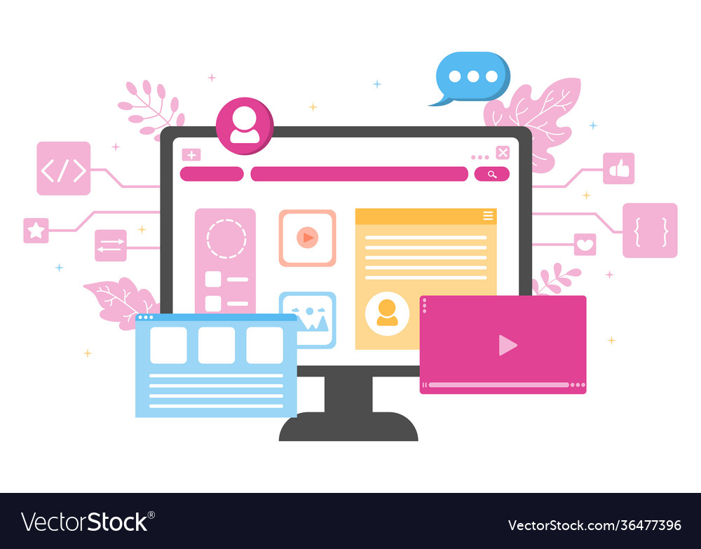 Web development flat for websites programming vector image Web development flat for websites programming