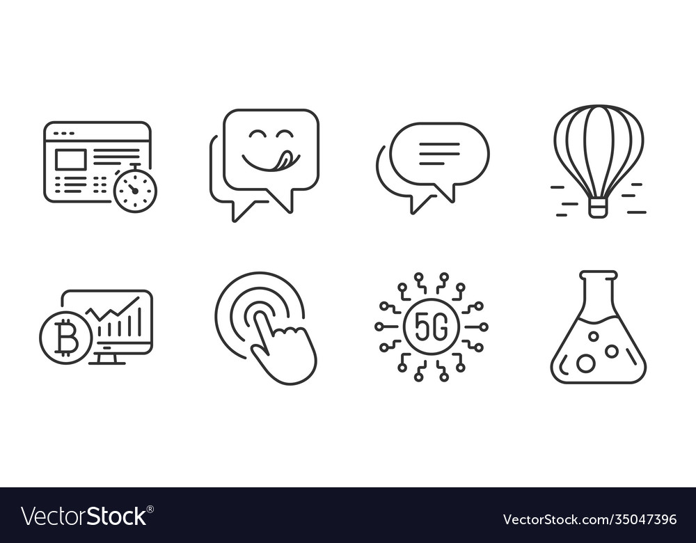Web timer bitcoin chart and chemistry lab icons vector image Web timer bitcoin chart and chemistry lab icons