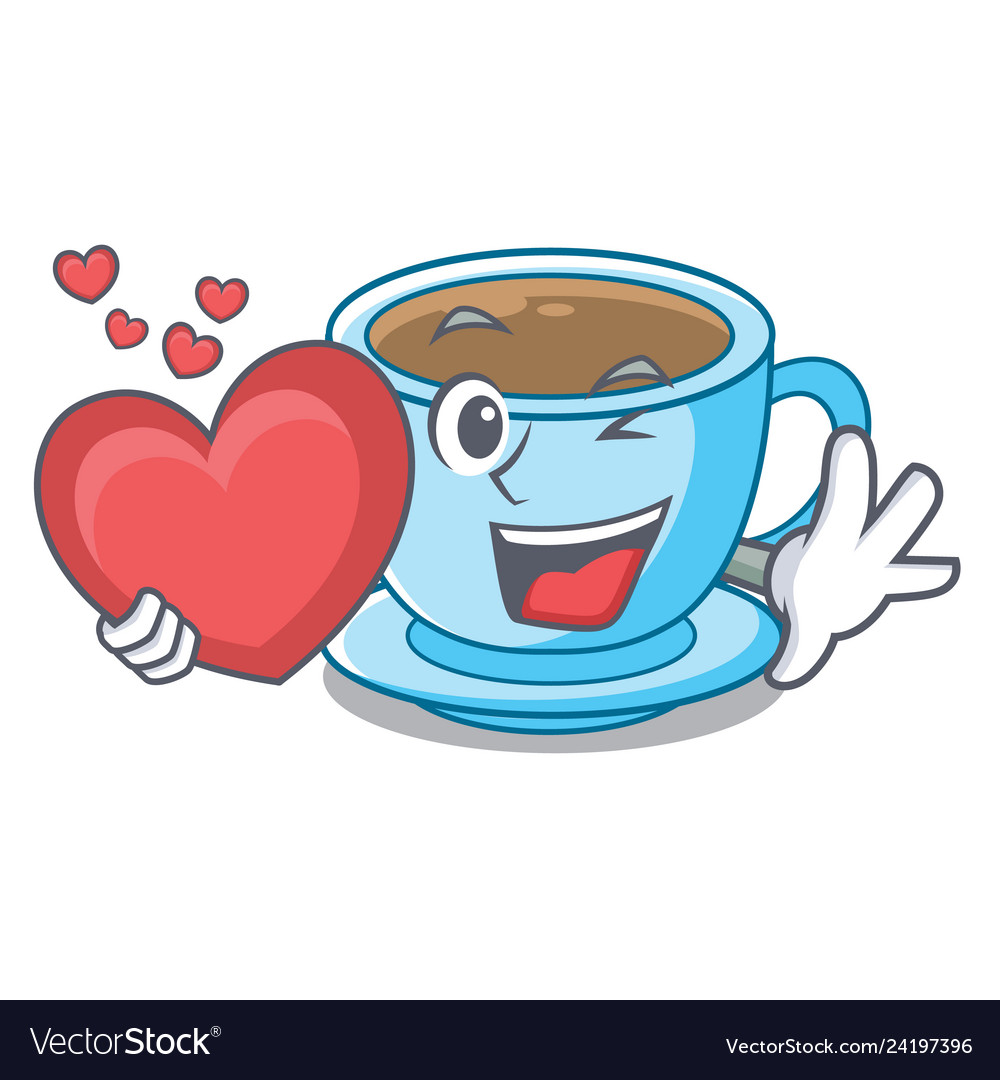 With heart milk tea in character the shape Vector Image