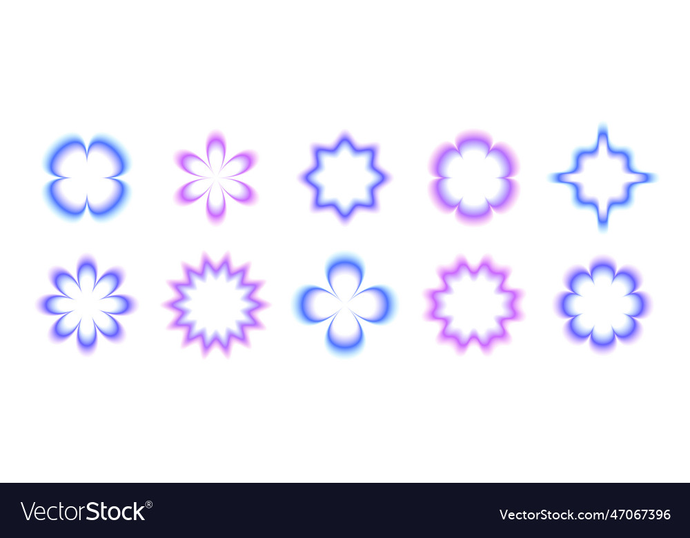 Y2k smooth gradient flowers set pastel blurry