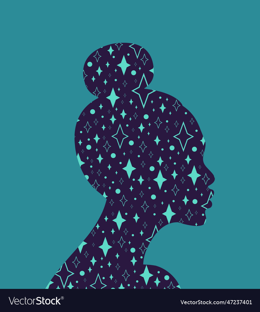 Abstract female silhouette with star pattern Vector Image