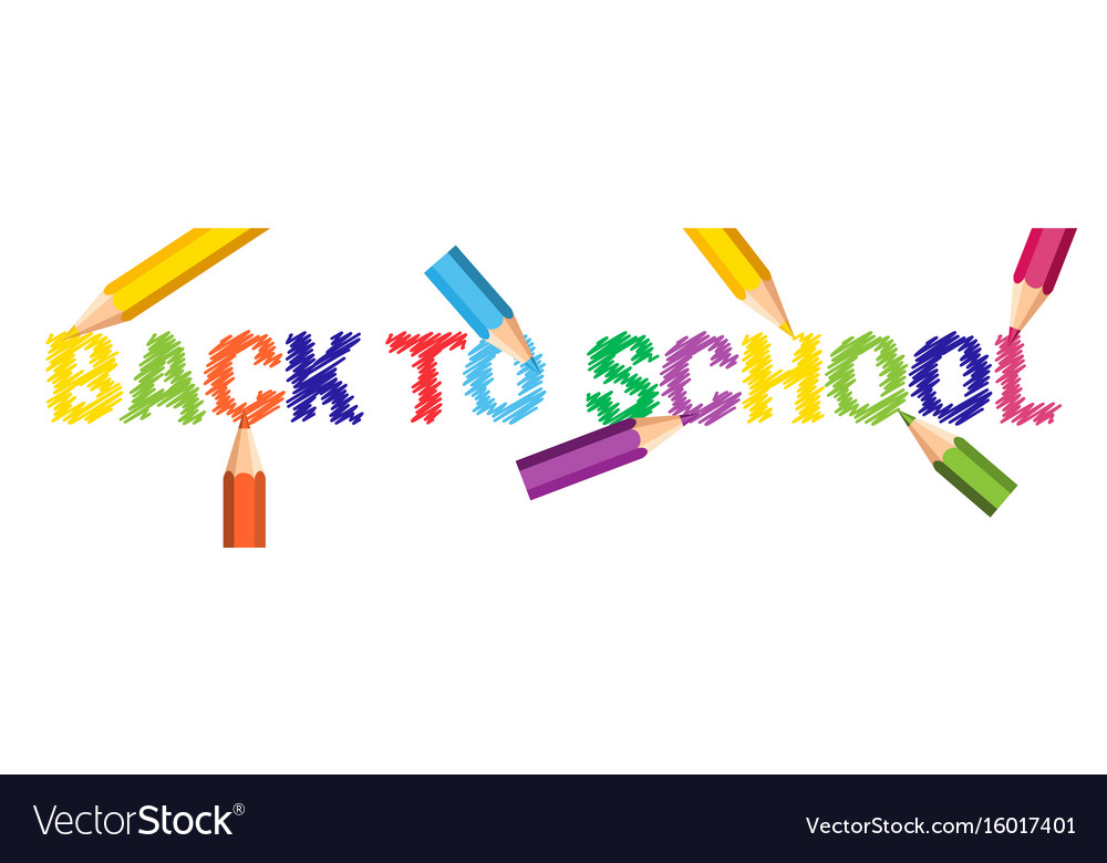 Back to school poster colorful crayons pencils