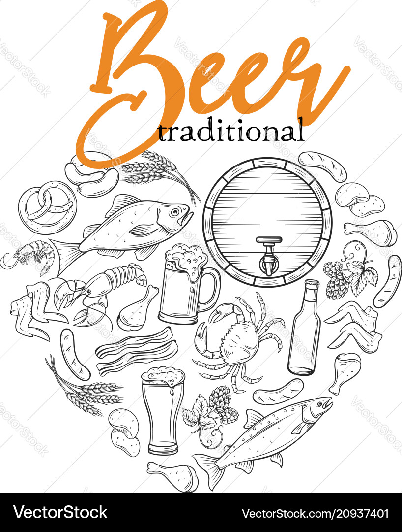 Banner Beer Shape Heart Royalty Free Vector Image
