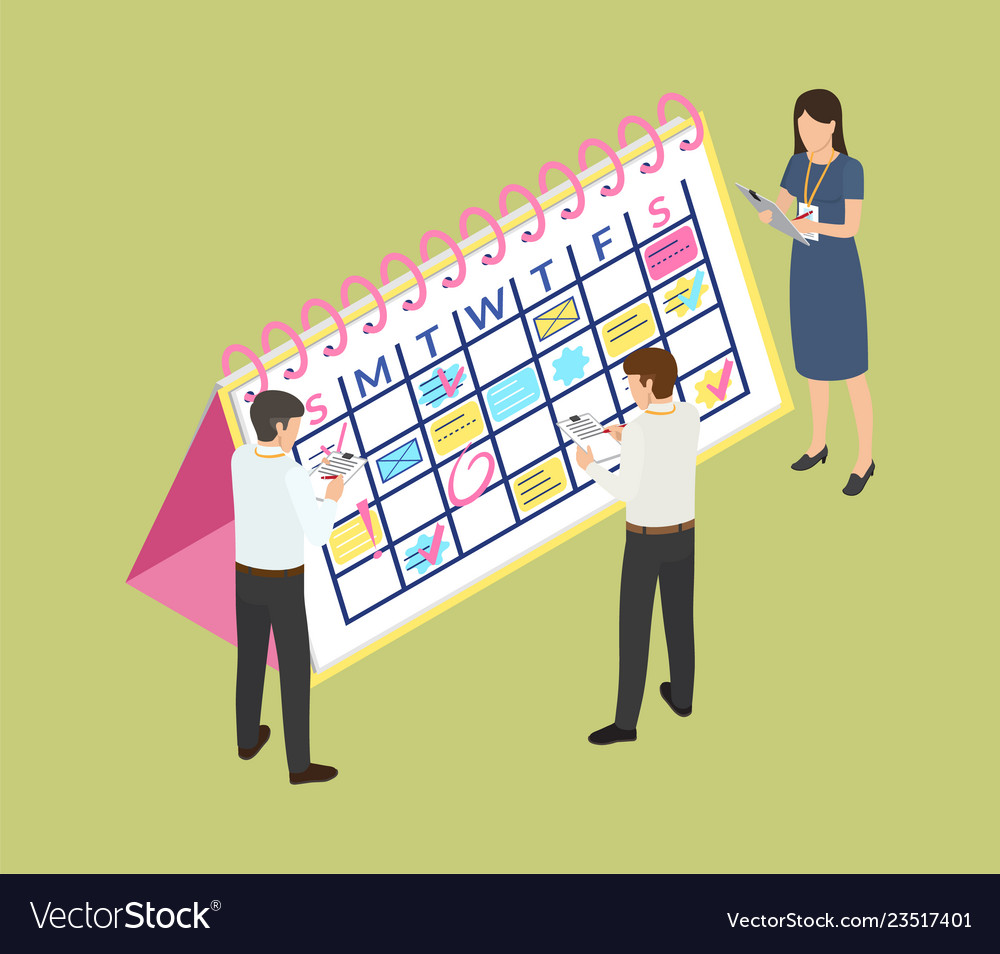 Calendar with dates and appointment information vector image Calendar with dates and appointment information