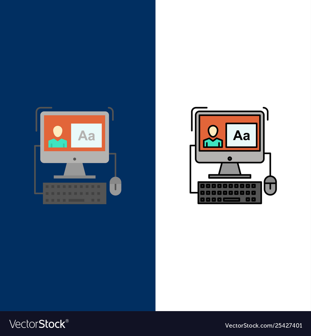 Computer screen software editing icons flat Vector Image Computer screen software editing icons flat