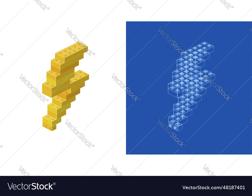 Concept with lightning icon in isometric style vector image Concept with lightning icon in isometric style