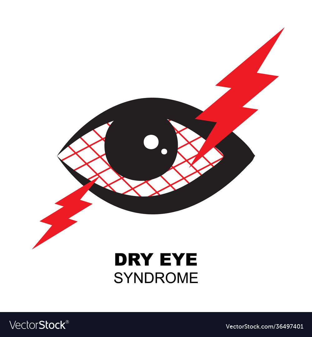 Dry eye syndrome icon tired sleepy eye symbol Vector Image