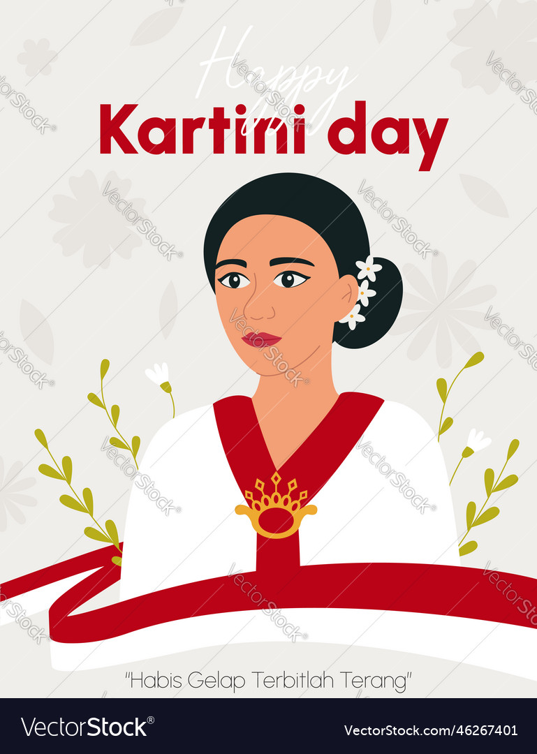 Happy Kartini Day Is Indonesian Female Royalty Free Vector