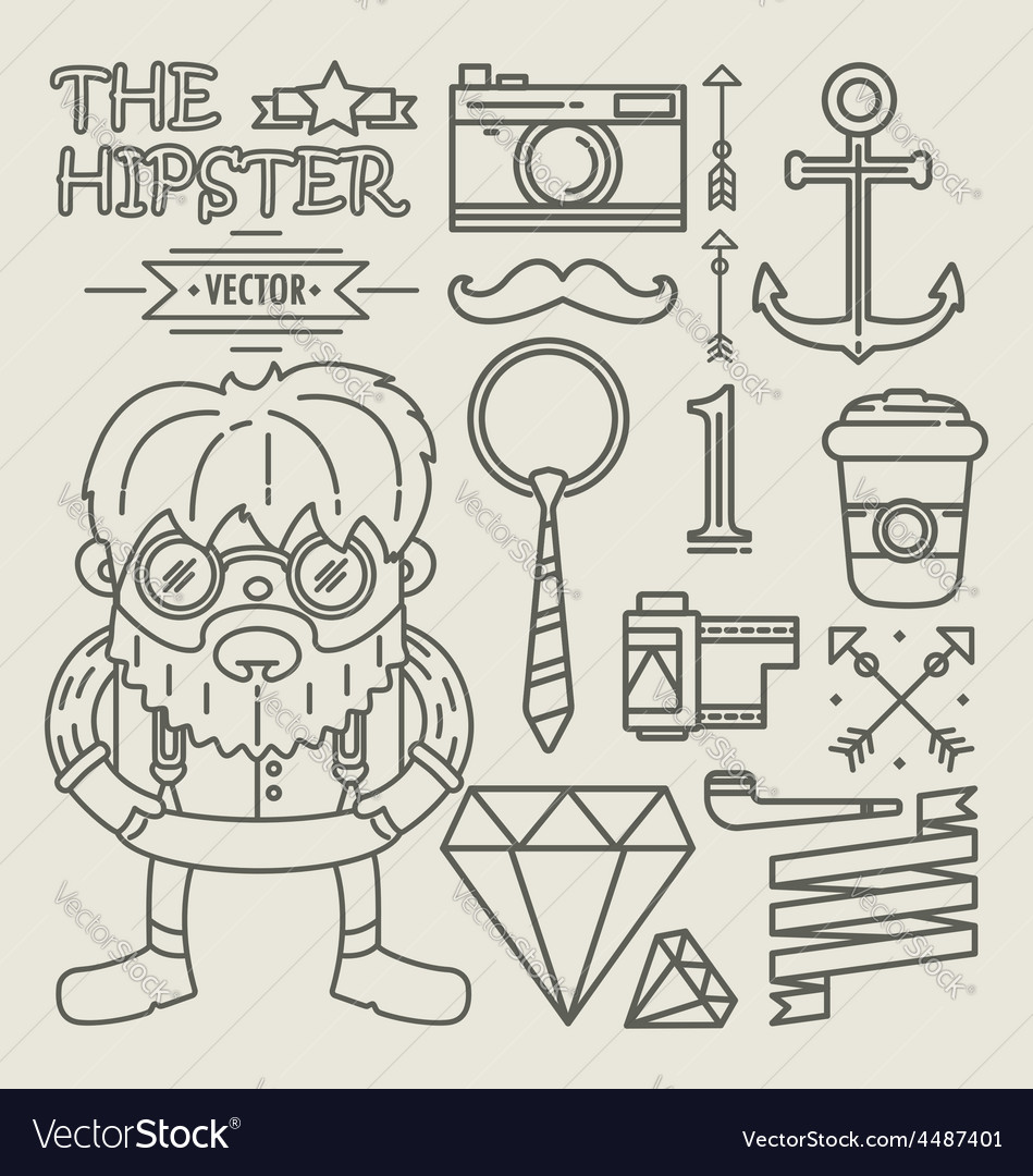 Hipster character design linear