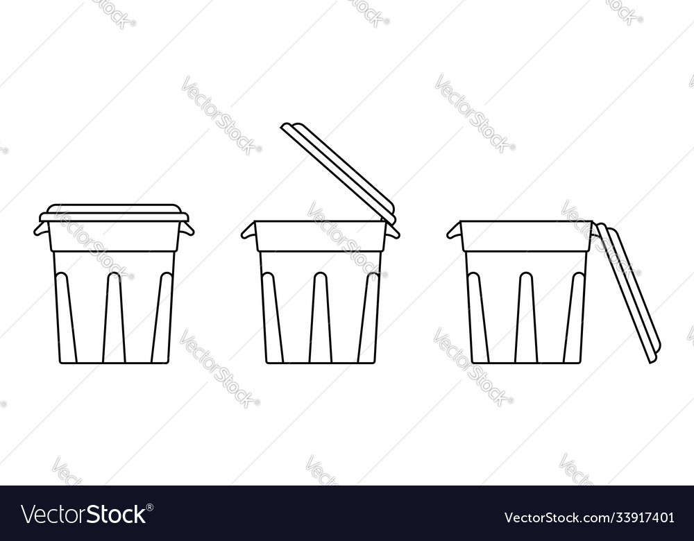 Icon trash can with open and closed lid isolated