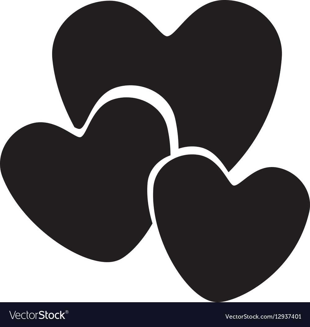 Monochrome silhouette with hearts in various sizes