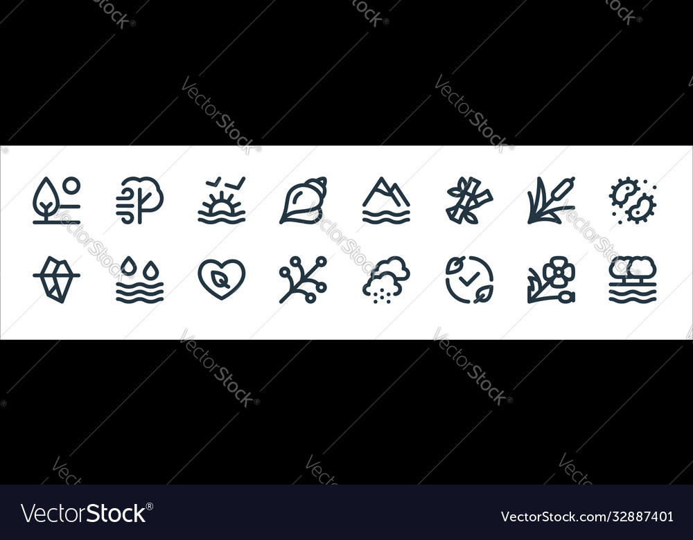 Nature line icons linear set quality