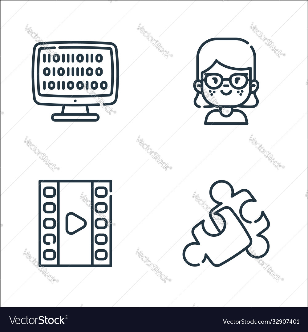 Nerd line icons linear set quality Vector Image Nerd line icons linear set quality