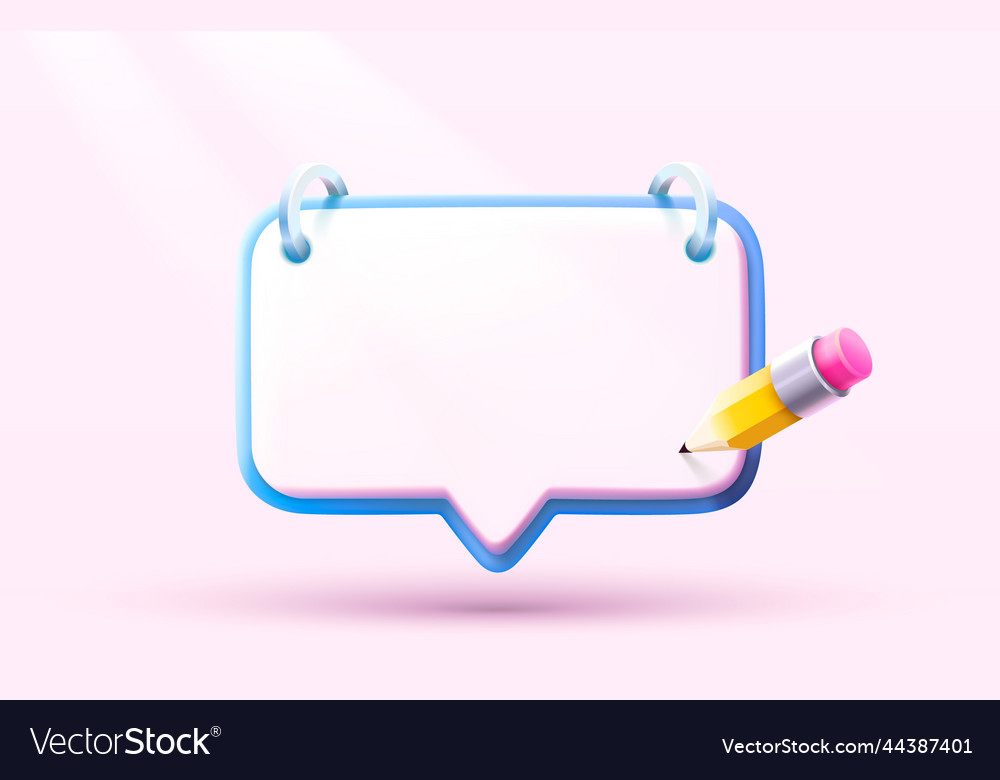 Notebook with a pencil web chat communication vector image Notebook with a pencil web chat communication