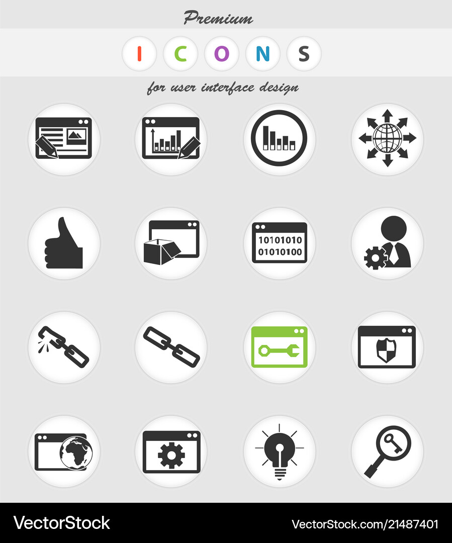 Seo icon set Royalty Free Vector Image - VectorStock