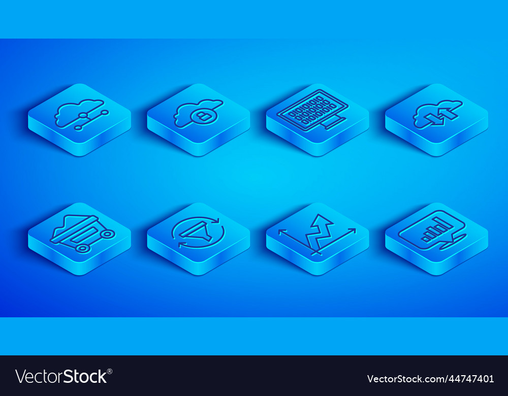 Set line network cloud connection computing vector image Set line network cloud connection computing