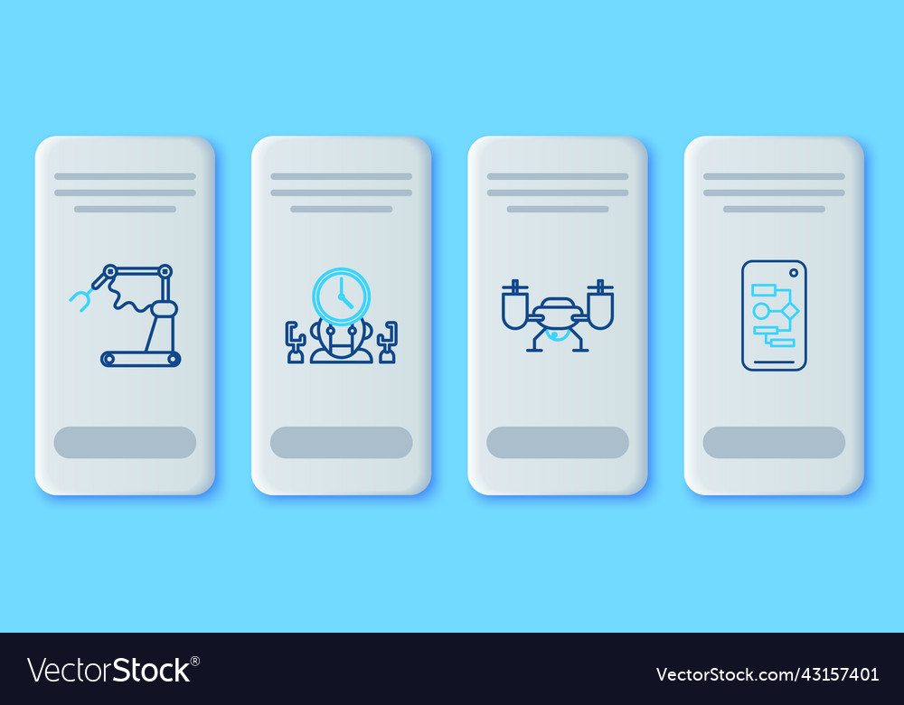 Set line robot and digital time manager drone vector image Set line robot and digital time manager drone