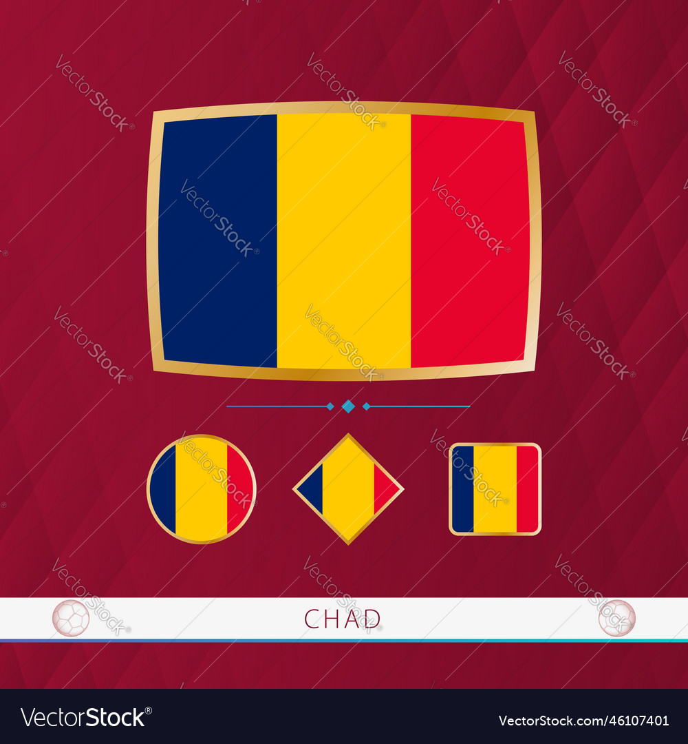 Set of chad flags with gold frame for use