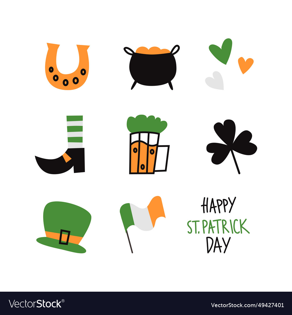 Set of st patrick design elements vector image Set of st patrick design elements