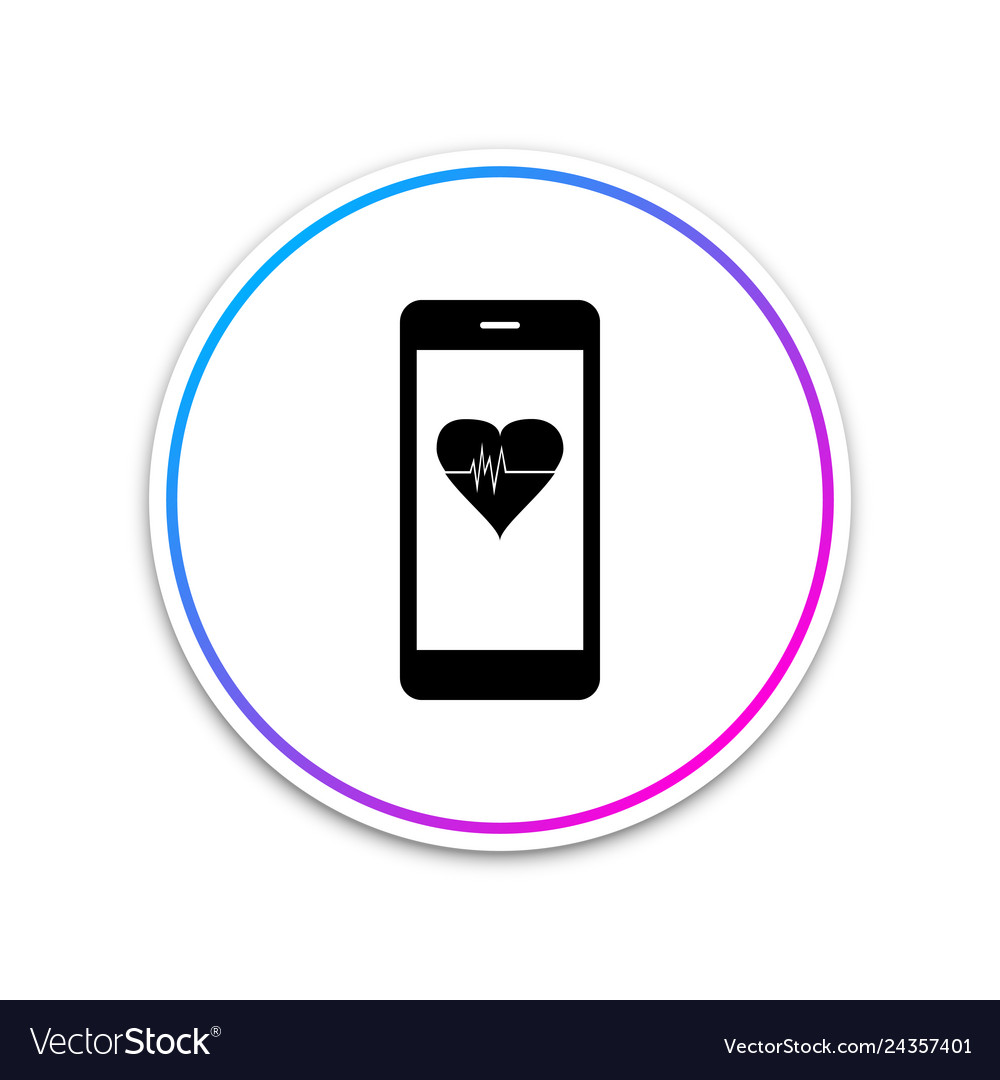 Smartphone with heart rate monitor function icon vector image Smartphone with heart rate monitor function icon
