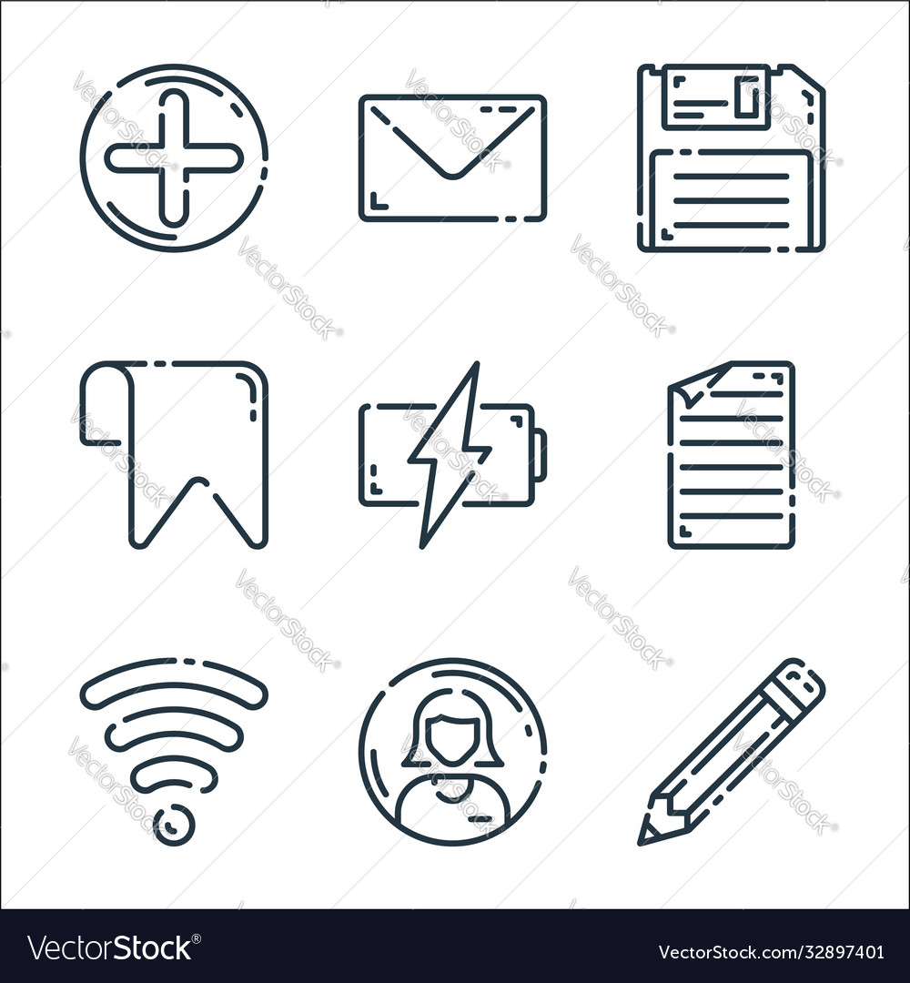 User interface line icons linear set quality vector image User interface line icons linear set quality