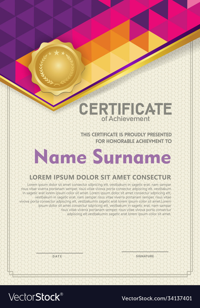 Vertical certificate template with triangle