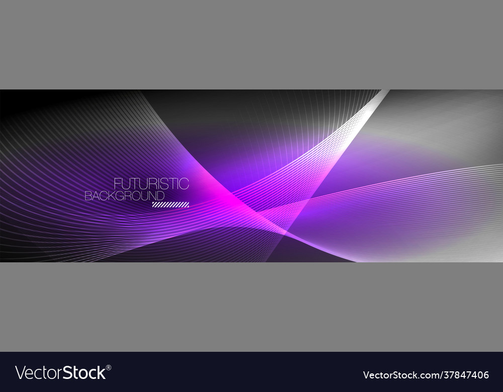 Abstract neon glowing light in dark with waves Vector Image